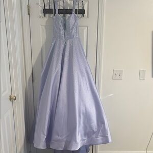 Sherri Hill Purple Embellished Pleated Gown